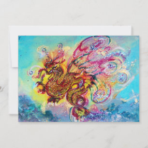 Invitación DRAGÓN DEL MAR azul violeta púrpura negro amarillo