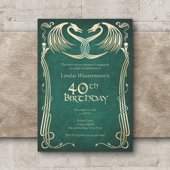Invitación Dragón del Viking Celta 40 cumpleaños (Subido por el creador)