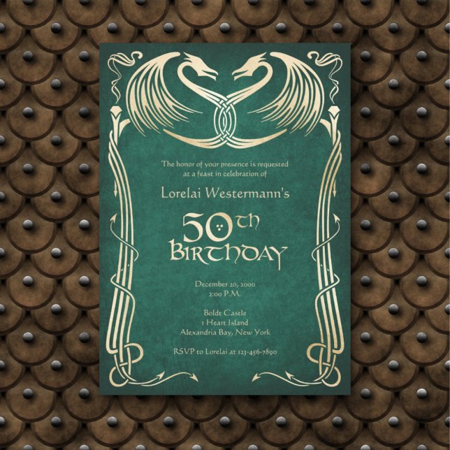 Invitación Dragón del Viking Celta 50 cumpleaños (Subido por el creador)