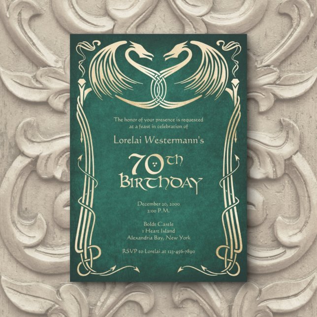 Invitación Dragón del Viking Celta 70 cumpleaños (Subido por el creador)