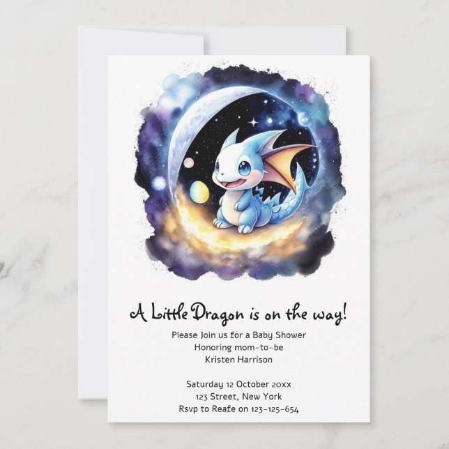 Invitación Dragon Dreams: Baby Shower se une (Anverso)