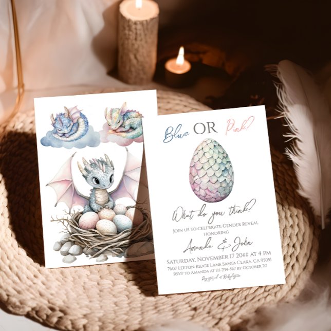Invitación Dragon Egg Boy Chica Blue Pink Gender Revelación (Subido por el creador)
