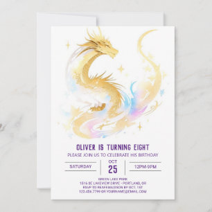 Invitación Dragón encantado celeste Cumpleaños