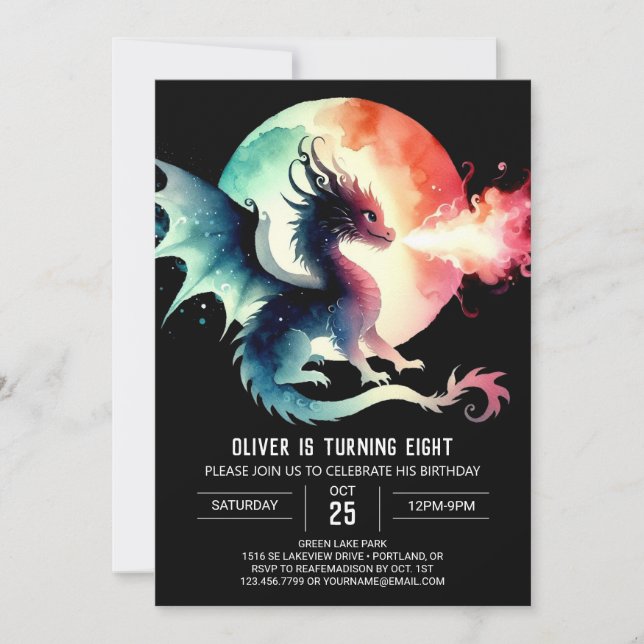 Invitación Dragón encantado Niños de cumpleaños (Anverso)