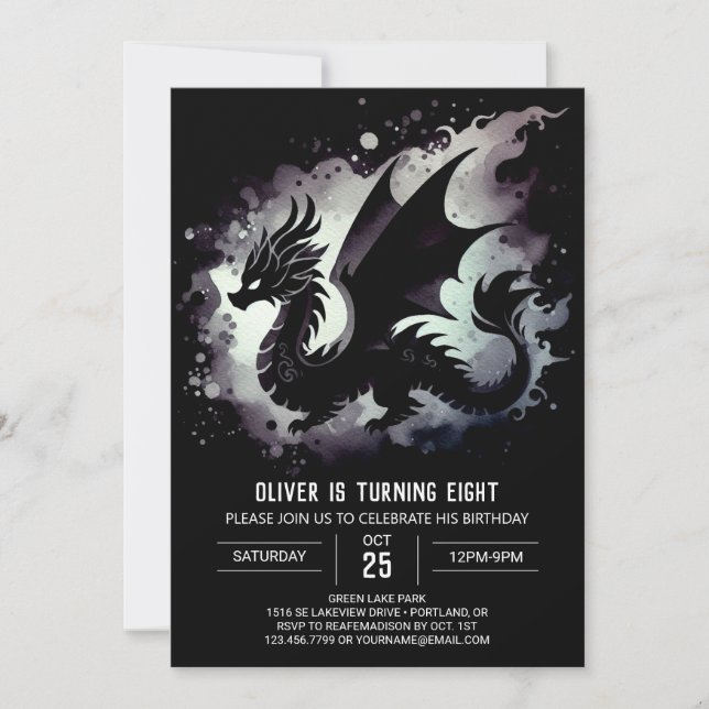Invitación Dragón eterno Personalizable de cumpleaños (Anverso)