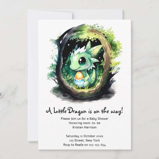 Invitación Dragon Fantasy Baby Shower (Anverso)