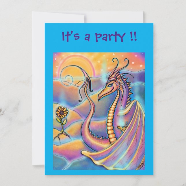 Invitación Dragon fantasy By Renee L. Lavoie para niños (Anverso)