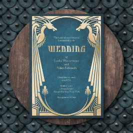 Invitación Dragon Fantasy Moderno Deco Boda