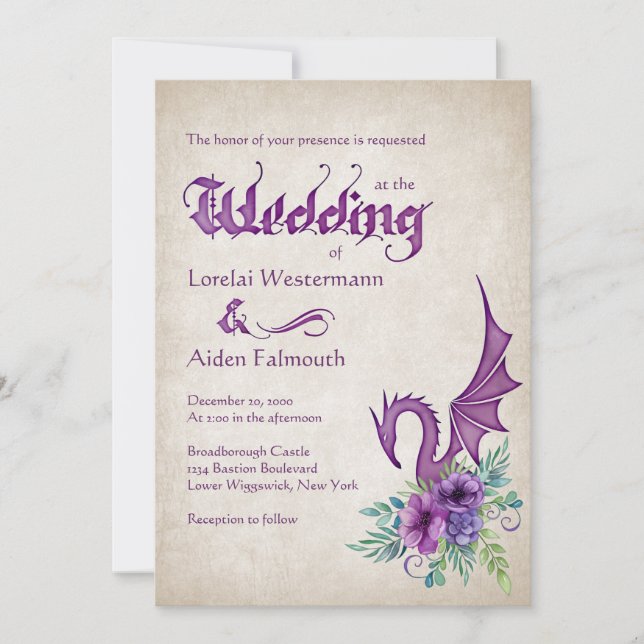 Invitación Dragon Floral Boda (Anverso)