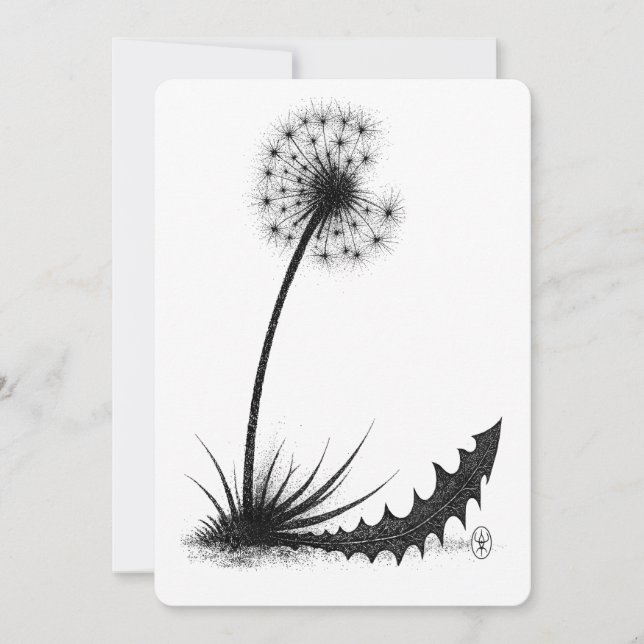 Invitación Dragon‑Leaf Dandelion • Haunted Ink Botanical (Anverso)
