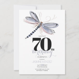 Invitación Dragón Libélula Acuarela Femenino Elegante 70 Cump