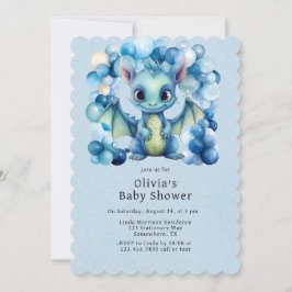 Invitación Dragón lindo con el Baby Shower de Blue Balloons B