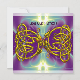 Invitación DRAGON LOVE Oro Nudos Celtas Fantasía