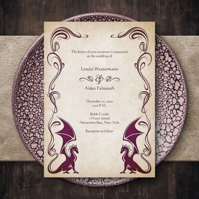 Invitación Dragon Medieval Fantasy Boda (Subido por el creador)