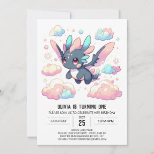 Invitación Dragón mítico 1 cumpleaños