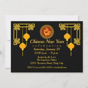 Invitación Dragón ornamental chino del Año Nuevo