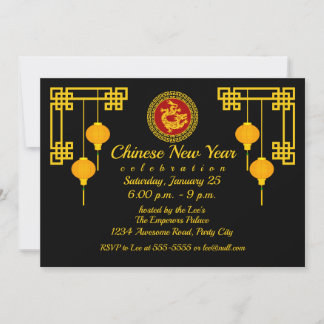 Invitación Dragón ornamental chino del Año Nuevo
