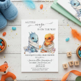 Invitación Dragon Phoenix Twins Mentología Mágica Bebé ducha