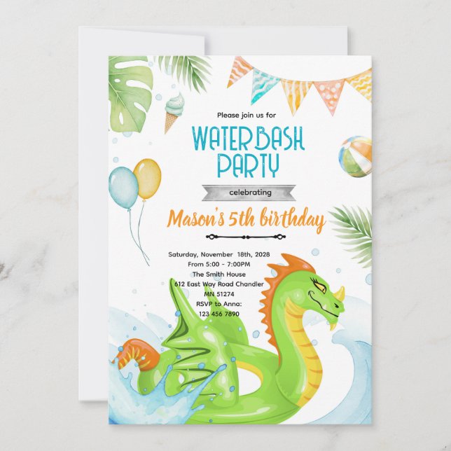 Invitación Dragon pool party theme invitation (Anverso)