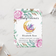 Dragón rosa lindo y Baby Shower Chica peón