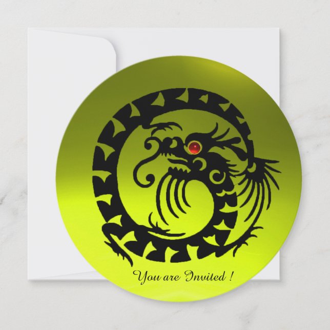 INVITACIÓN DRAGÓN SERPIENTE NEGRA PIEDRA PRECIOSA TOPAZO AMAR (Anverso)