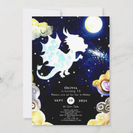 Invitación Dragón Simple Radiante Cumpleaños
