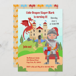 Invitación Dragon Slayer Knight Boy Birday Party