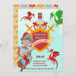 Invitación Dragon Slayer Knight Boy Birday Party