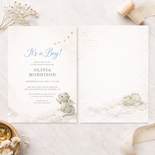 Invitación Dragon Storybook It's a Boy Baby Shower (Subido por el creador)