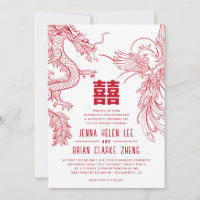 Dragón y Phoenix Boda de la felicidad doble