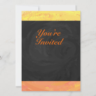 Invitación Dragones Naranja ocular y monograma negro