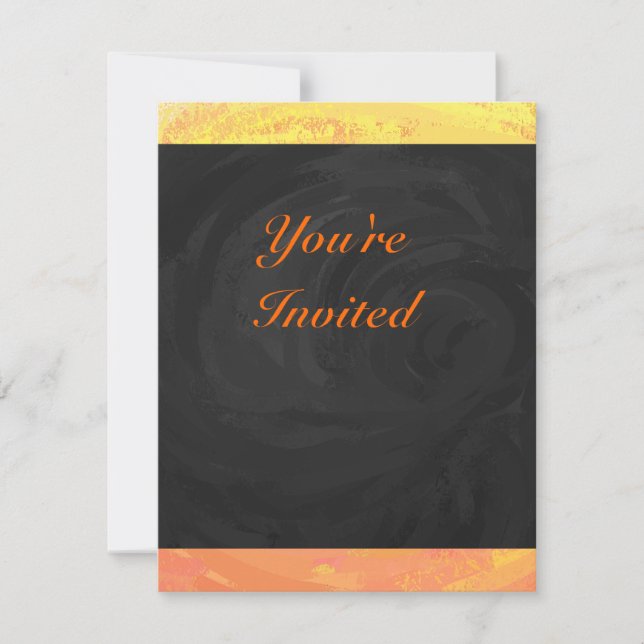 Invitación Dragones Naranja ocular y monograma negro (Anverso)