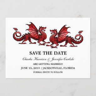 Invitación Dragones Red Elegant Save the Date Invite