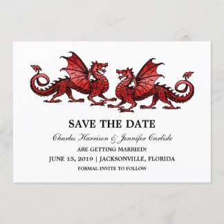 Invitación Dragones Red Elegant Save the Date Invite