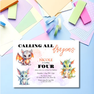 Invitación Dragones singulares Cuidados Nacimientos para los 