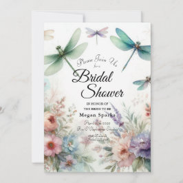 Invitación Dragonflies and Pastel Florals Bridal Shower