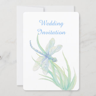 Invitación Dragonfly de color azul Boda de la naturaleza verd