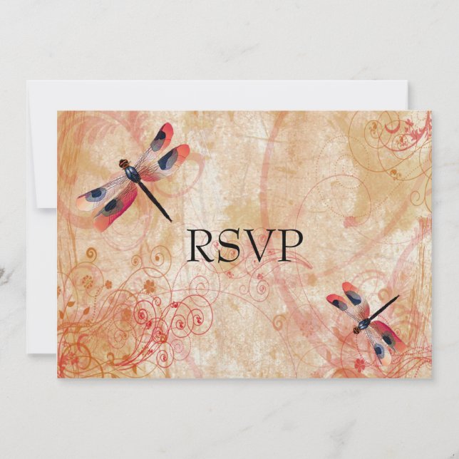 Invitación Dragonfly Flourish Reception RSVP (Anverso)