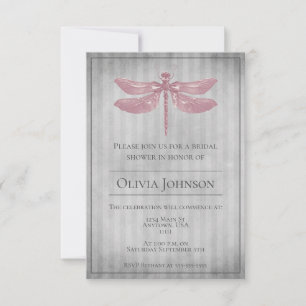 Invitación Dragonfly guiado por guiños rosados Ducha de novia