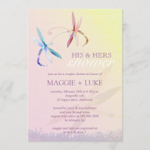 Invitación Dragonfly romántico con duchas de sus parejas