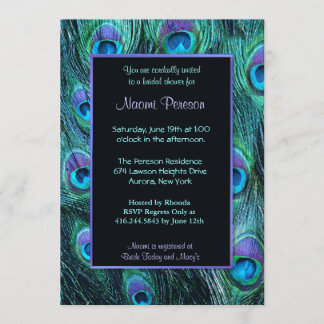 Invitación Drama de plumas de pavo real - Ducha de novia