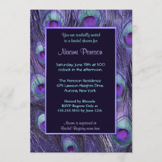 Invitación Drama púrpura de plumas de pavo real - Ducha de no
