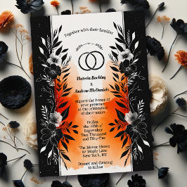 Invitación Dramática acuarela Naranja negro Boda floral