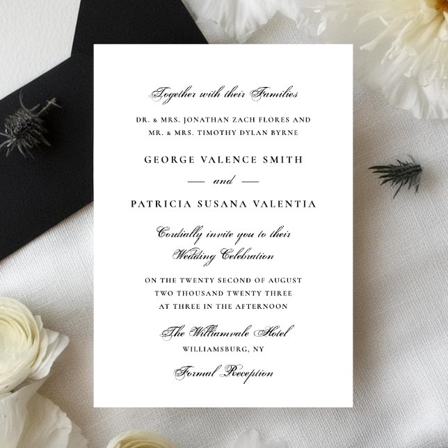 Invitación Dramática caligrafía formal negra elegante matrimo (Subido por el creador)