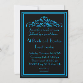 Invitación Dramático Boda azul y negro promete renovación