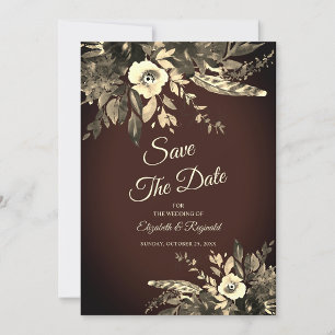 Invitación Dramático Romántico Caída Floral Brown Salven La F