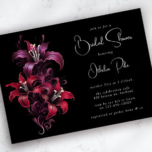 Invitación Dramáticos Lilies Black Gótica Bridal Shower