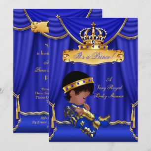 Invitación Drapes Azules Reales para Baby Shower de Príncipe