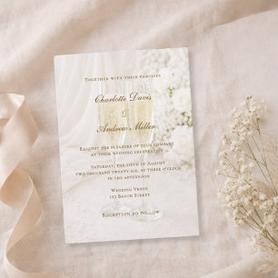 Invitación Drapes de tela suave champán romántico boda