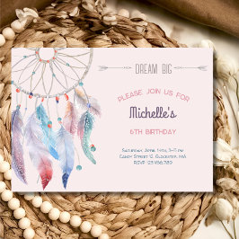 Invitación Dream Big Boho Dreamcatcher Birthday